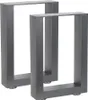 Two gray metal table legs are shown against a white background. Voir les images du produit