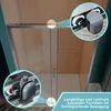 Close-up views of shower door rollers and a shower door in a bathroom setting. Podgląd zdjęcia produktu