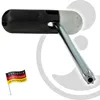 A tool with a black handle and a silver shaft with a star-shaped tip, placed on a white background with subtle gray circles. Produktbild-Vorschau