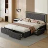 Doppelbett 160x200 cm, LED-Kopfteil, Polsterbett mit 4 Produktbild-Vorschau 11