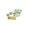 A collection of game pieces, cards, and tiles for a board game, arranged on a white background. Produktbild-Vorschau