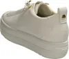 A white leather sneaker with a platform sole, shown from a side-rear angle. Voir les images du produit