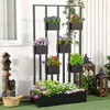 Outsunny Blumenkasten, Hochbeet, Pflanzkasten mit Rankhilfe Produktbild-Vorschau 2