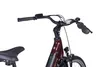 Close-up of the handlebars and front of a burgundy electric bicycle against a white background. Produktbild-Vorschau