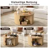 FABATO Runder Couchtisch mit Liftfunktion, geriffelter Produktbild-Vorschau 6