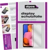 A collage showing instructions for applying a screen protector and a product shot of the screen protector with a phone. Podgląd zdjęcia produktu