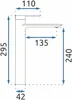 A technical drawing of a faucet with dimensions indicated. Náhľad obrázku produktu