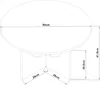 A line drawing of a round coffee table with dimensions indicated. Produktbild-Vorschau