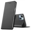 A black flip case for an iPhone is shown with the phone inside and the case open. Produktbild-Vorschau