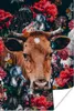 MuchoWow® Poster Kühe - Blumen - Tier - Porträt 80x120 cm - Produktbild-Vorschau 1