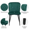 A green velvet dining chair with diamond stitching, shown with close-up details of its features. Anteprima dell’immagine prodotto