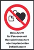 Kein Zutritt für Personen mit Herzschrittmachern oder Produktbild-Vorschau 1