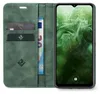 A green flip-style phone case with card slots and a phone inside is shown. Produktbild-Vorschau