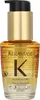 A close-up studio shot of a Kérastase Elixir Ultime hair oil bottle with a gold pump dispenser. Podgląd zdjęcia produktu
