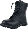 A black leather boot on a white background. Anteprima dell’immagine prodotto