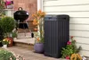 A black trash bin is placed on a wooden deck next to a grill and potted plants. Anteprima dell’immagine prodotto