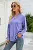 ASKSA Damen Blasen Langarm T-Shirt Elegant V-Ausschnitt Produktbild-Vorschau 3