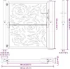 Diagrams showing the dimensions of a black steel garden gate with a flame design. Náhled obrázku produktu