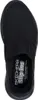 A top-down view of a black Skechers slip-on shoe. Voir les images du produit