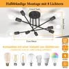 52cm Deckenleuchten 8 Flammig Retro Deckenlampe Schwarz Produktbild-Vorschau 3