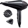 A black Remington hair dryer with two attachments against a white background. Voir les images du produit