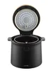An open black multicooker with a gold trim and lid. Voir les images du produit