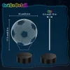 Diagram showing the dimensions of a soccer ball-shaped lamp and its base. Produktbild-Vorschau
