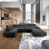 A spacious, modern living room with a large sectional sofa, dining area, and kitchen. Produktbild-Vorschau