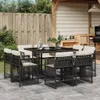 9-tlg. Garten-Essgruppe mit Kissen Schwarz Poly Rattan Produktbild-Vorschau 2