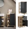 A bathroom vanity cabinet with shelves and a drawer, shown in multiple views. Náhled obrázku produktu