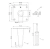 Technical drawing showing dimensions and assembly of furniture legs. Produktbild-Vorschau
