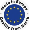 A circular badge with the European Union flag in the center, surrounded by text indicating 'Made in Europe' and 'Quality from Bosch'. Produktbild-Vorschau
