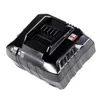 A black battery charger with silver accents, shown from a slightly elevated angle against a white background. Anteprima dell’immagine prodotto