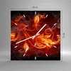 Wanduhr - Quadrat - Glasuhr - Blätter Feuer Muster - Produktbild-Vorschau 3