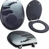 A collage of a toilet seat with a 'black stone' design. Produktbild-Vorschau