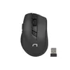 A black wireless computer mouse and its USB receiver are shown on a white background. Náhled obrázku produktu