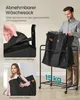 A man is shown placing laundry bags onto a rolling cart, while inset images demonstrate the removable nature of the bags and their handles. Produktbild-Vorschau