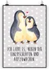 Mr. & Mrs. Panda Bild Pinguine Einschlafen DIN A5 - Grau Produktbild-Vorschau 1