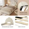 A bedroom setting with a bed and close-up views of its features. Voir les images du produit