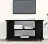 Mobile TV Ruote Rovere Nero 80x40x45cm Legno Multistrato Anteprima dell’immagine prodotto 3