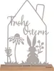 UNUS Deko Aufsteller Osterdekoration mit Hase & Blumen, Produktbild-Vorschau 1