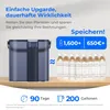 A water filter pitcher and several water bottles are displayed on a shelf, with marketing text and graphics above. Podgląd zdjęcia produktu