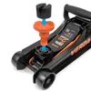 Close-up of a hydraulic floor jack with an orange adapter and a black rubber jack pad being assembled. Produktbild-Vorschau
