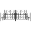 A black metal bed frame with a headboard and footboard, shown from the front against a white background. Podgląd zdjęcia produktu