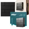 A collage of images showing a black mailbox, its packaging, and a close-up of a textured black surface. Voir les images du produit