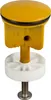 A yellow drain plug with a white base and a metal screw. Produktbild-Vorschau