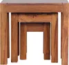 Three nested wooden tables of varying sizes, viewed from the front. Produktbild-Vorschau