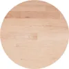 A top-down view of a round, unfinished solid oak wood tabletop. Náhled obrázku produktu