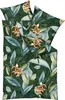 A flat lay of a duvet cover and pillowcases with a botanical print. Produktbild-Vorschau
