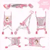 Malplay Puppenwagen Klappbarer leicht Rosa Kinderwagen Produktbild-Vorschau 4